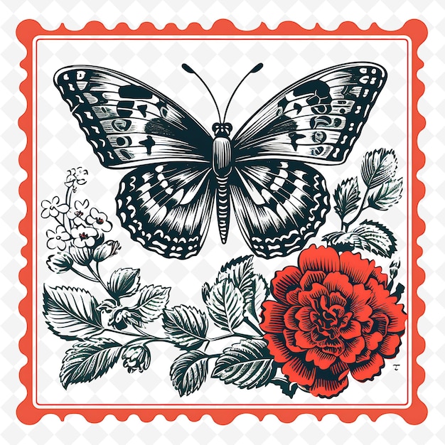 PSD png premium aquarela flower stamps designs artísticos para projetos criativos clipart e tatuagem