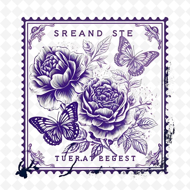 PSD png premium aquarell blumen briefmarken künstlerische designs für kreative projekte clipart und tattoo