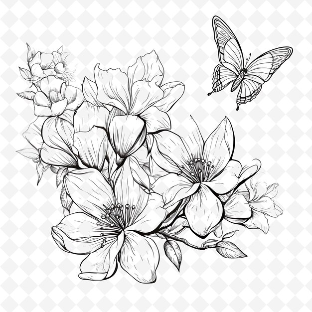 PSD png premium aquarell blumen briefmarken künstlerische designs für kreative projekte clipart und tattoo