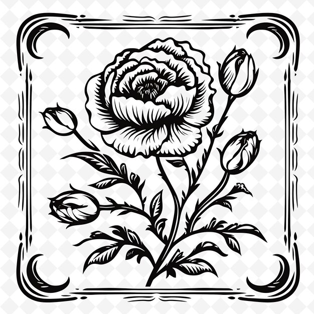 PSD png premium aquarell blumen briefmarken künstlerische designs für kreative projekte clipart und tattoo