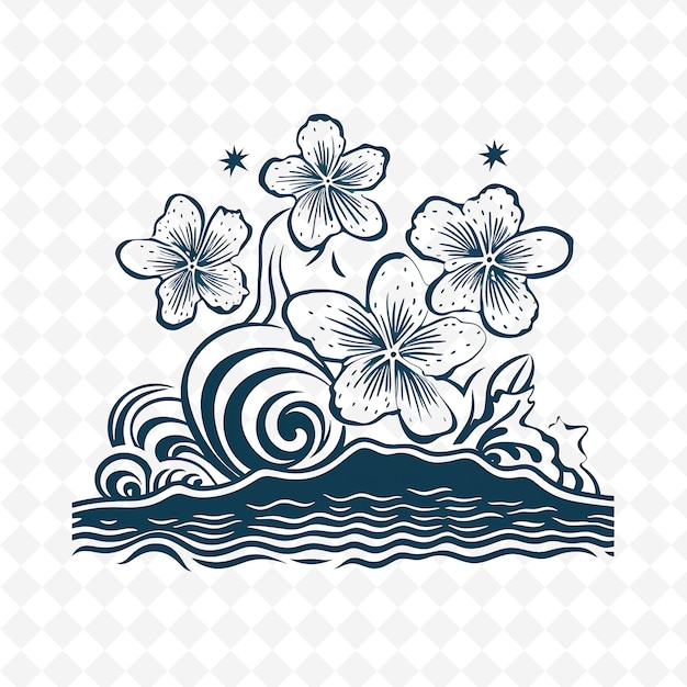 PSD png premium aquarelle flower stamps des dessins artistiques pour des projets créatifs clipart et tatouage