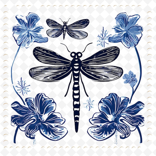 PSD png premium aquarelle flower stamps des dessins artistiques pour des projets créatifs clipart et tatouage