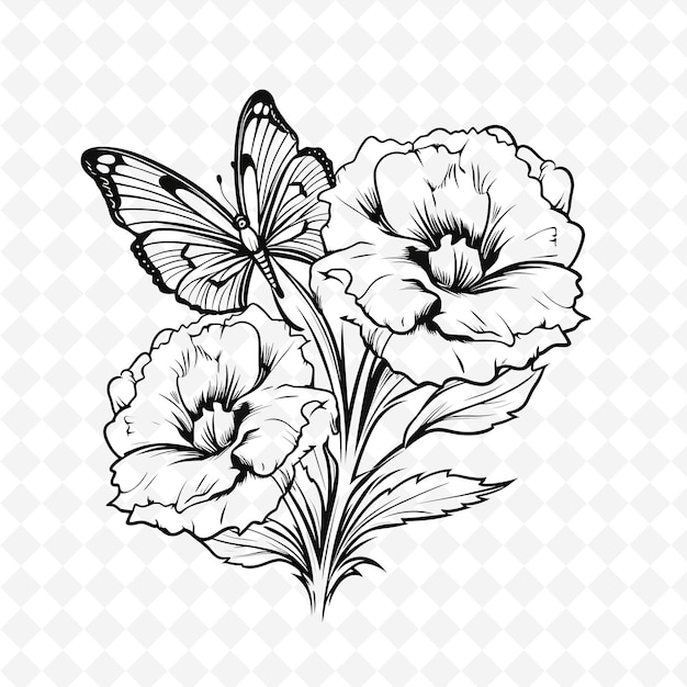 PSD png premium aquarelle flower stamps des dessins artistiques pour des projets créatifs clipart et tatouage