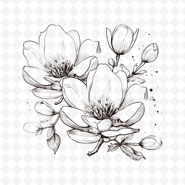 PSD png premium aquarelle flower stamps des dessins artistiques pour des projets créatifs clipart et tatouage