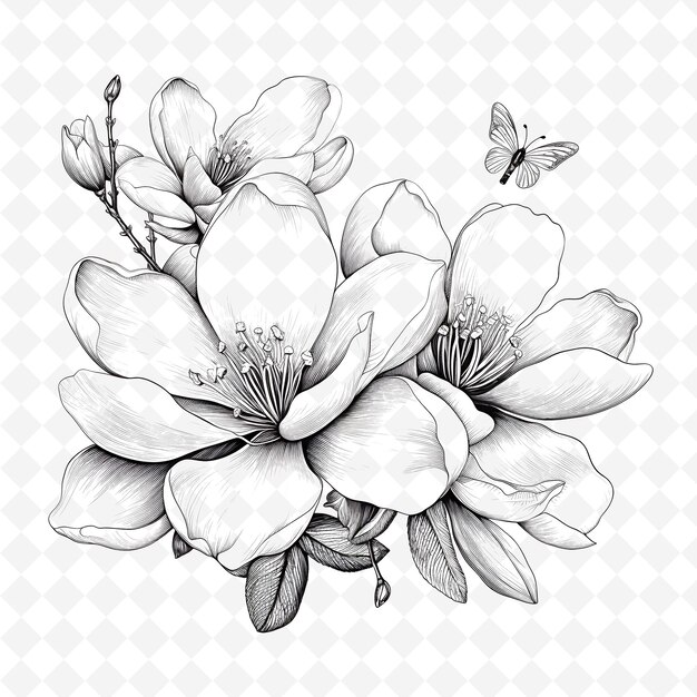 PSD png premium aquarelle flower stamps des dessins artistiques pour des projets créatifs clipart et tatouage