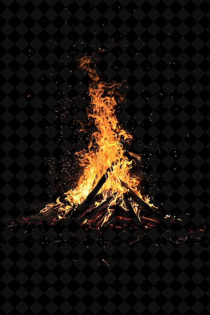 PSD png primitive roaring tribal fire avec un effet de texture au néon rouge et jaune terreux collection y2k