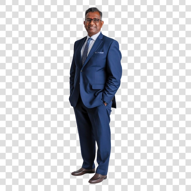 PNG Professionnel confiant en costume bleu