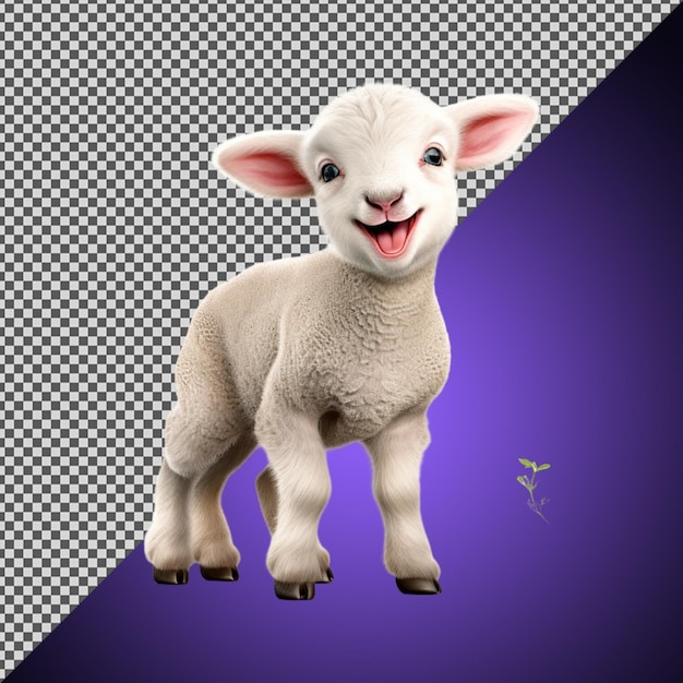 Png Psd 3d Mignon Petit Mouton Au Visage Souriant Isolé Sur Un Fond Transparent