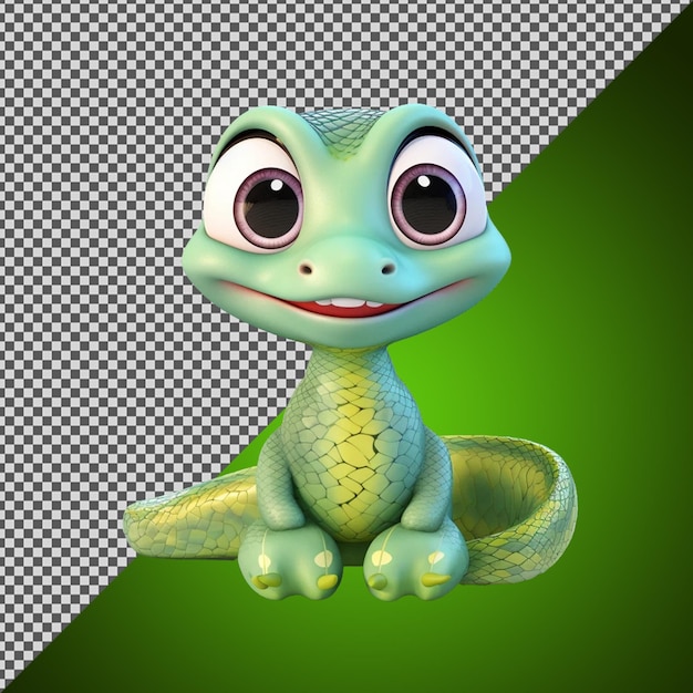 PSD png psd 3d renderizado bonito bebê cobra isolado em um fundo transparente