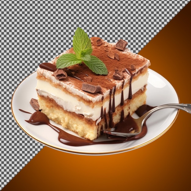 PSD png psd délicieux gâteau de tiramisu isolé sur un fond transparent