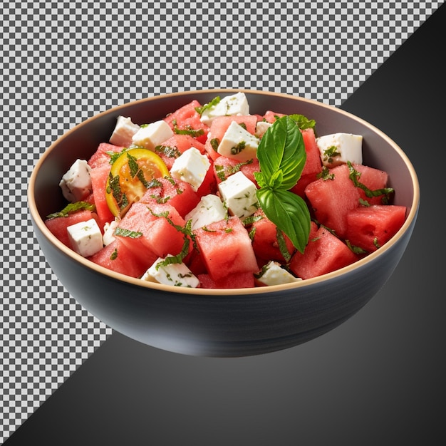 PSD png-psd-schüssel mit einer schüssel schmackhafter wassermelonenfeta, isoliert auf durchsichtigem hintergrund