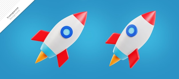 PNG PSD Transparent ohne Hintergrund Isoliertes 3D-Illustrationssymbol für Webdesign-Rakete