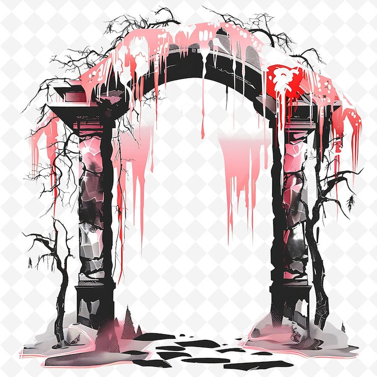 PSD png puerta de hielo con decoraciones de boda de invierno la puerta es esculpida diseños de arte abstracto creativo
