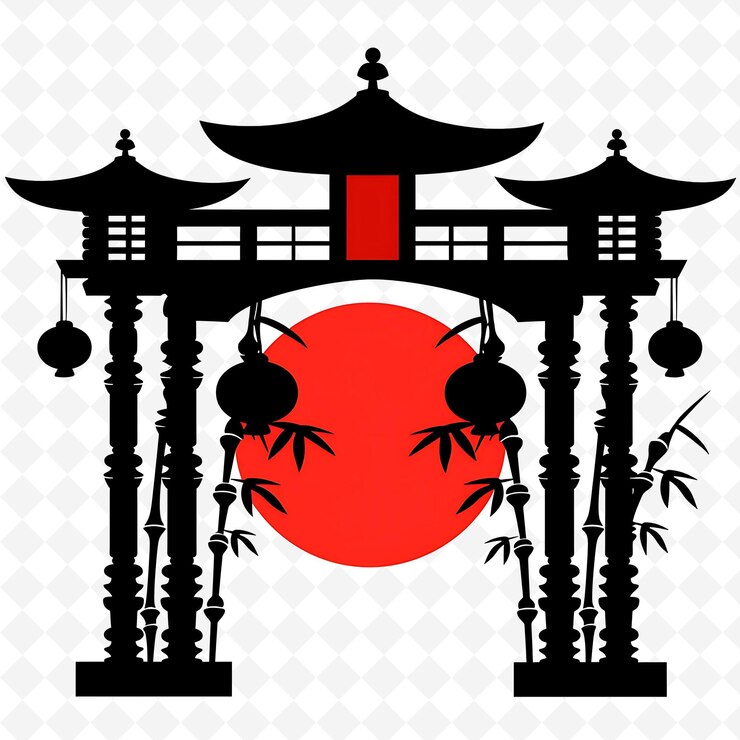 PSD png puerta inspirada en asia con decoraciones de bodas zen puerta es dec diseños de arte abstracto creativo