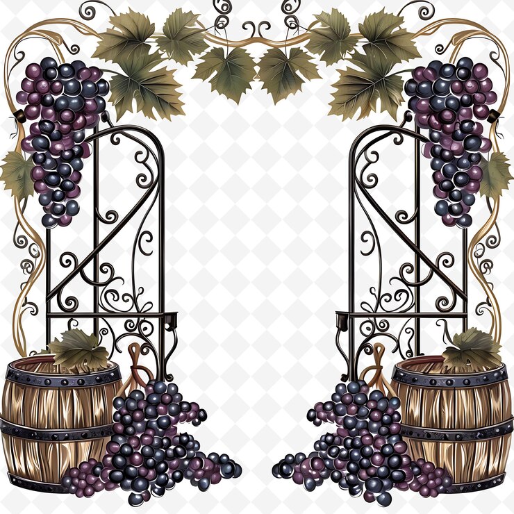 PSD png puerta del viñedo con decoraciones de boda puerta está decorada diseños de arte abstracto creativo