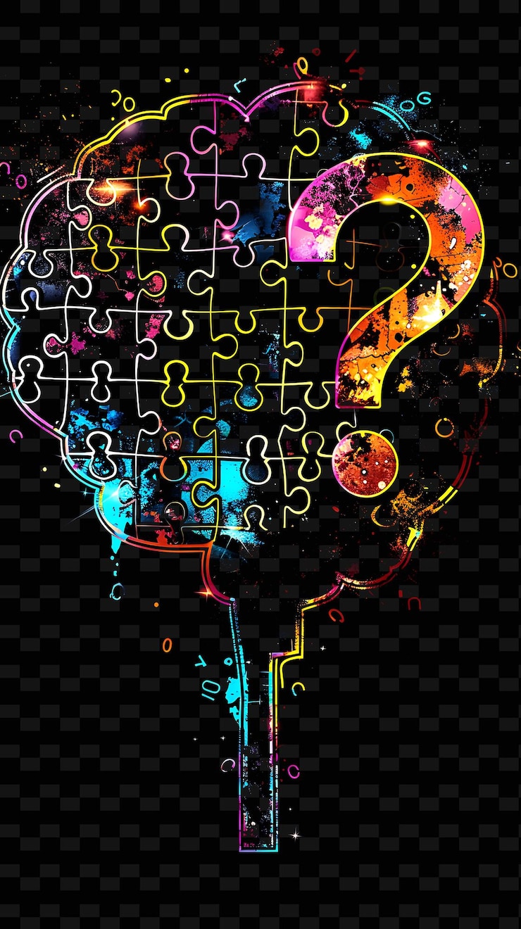 PSD png puzzle em forma de adesivo com representações de quebra-cabeças e wit creative neon y2k shape decorativeh