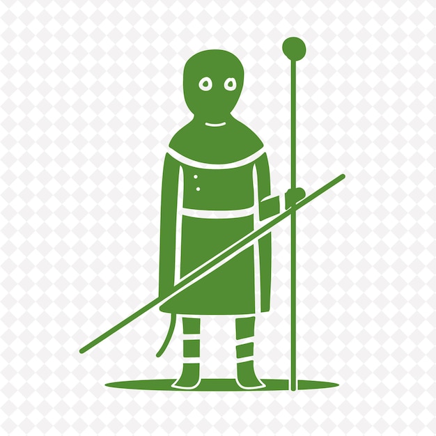 PSD png quarterstaff medieval homem com um quartel com uma forma de personagem calmo ex-guerreiro medieval