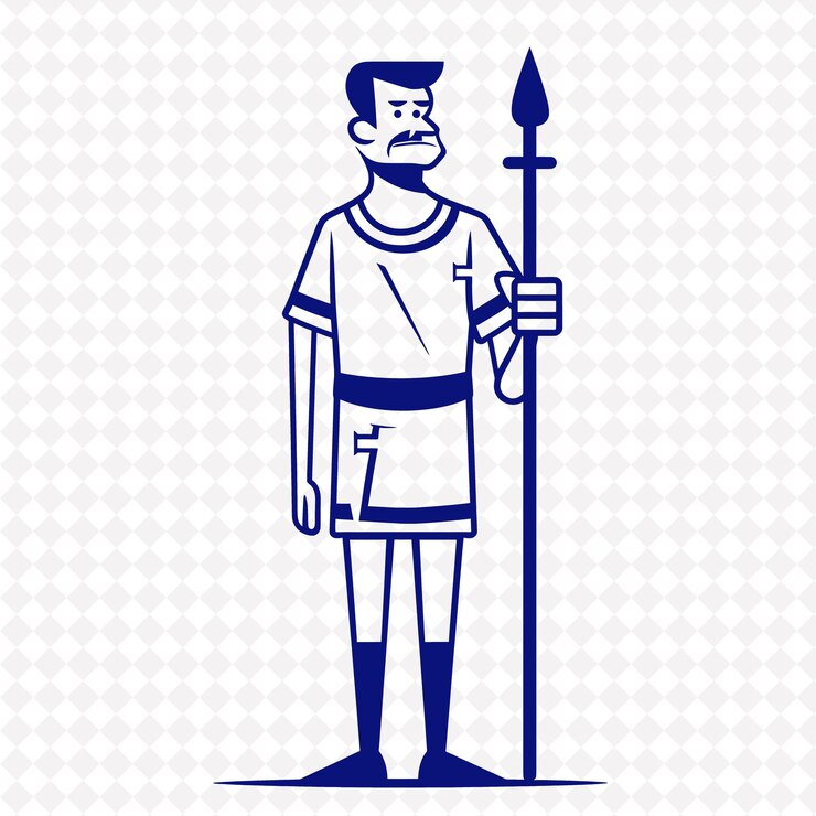 PSD png quarterstaff medievale uomo con un quarterstaffe con una calma ex forma di personaggio di guerriero medievale