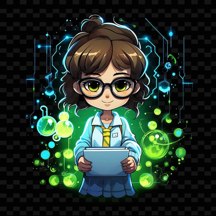 PSD png radiant rhythms: dando rienda suelta a la creatividad con personajes de anime adhesivos a través de líneas de neón