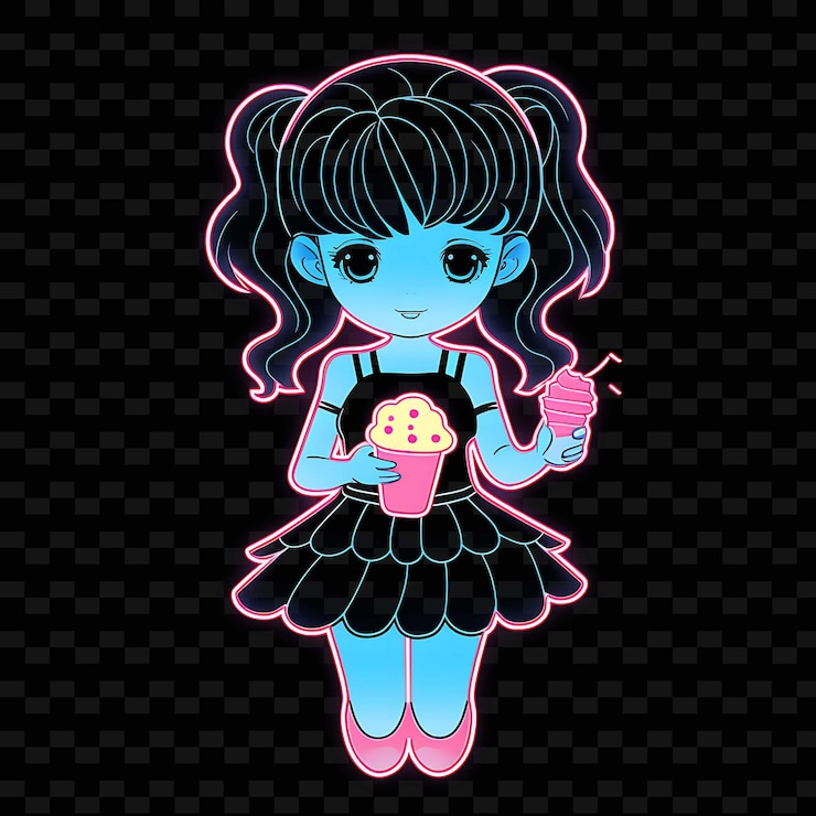 PSD png radiant rhythms: dando rienda suelta a la creatividad con personajes de anime adhesivos a través de líneas de neón
