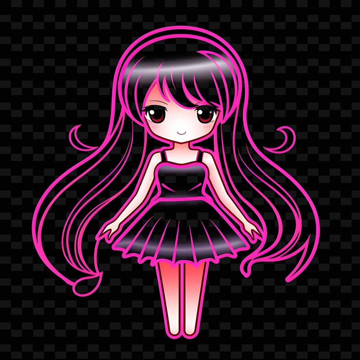 PSD png radiant rhythms desencadeia a criatividade com personagens de anime adesivos através de linhas de néon