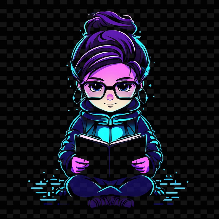 PSD png radiant rhythms desencadena la creatividad con personajes de anime adhesivos a través de líneas de neón