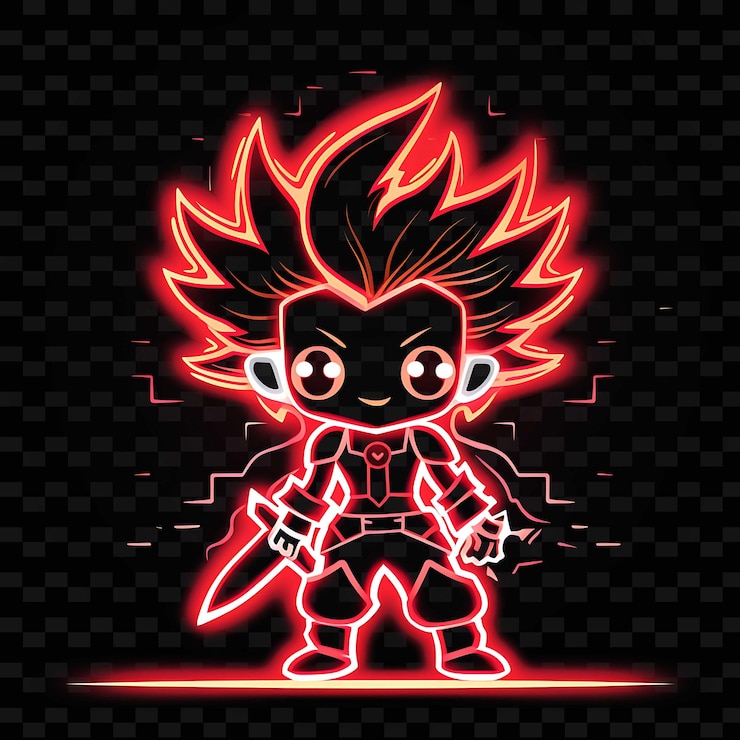 PSD png radiant rhythms desencadena la creatividad con personajes de anime adhesivos a través de líneas de neón