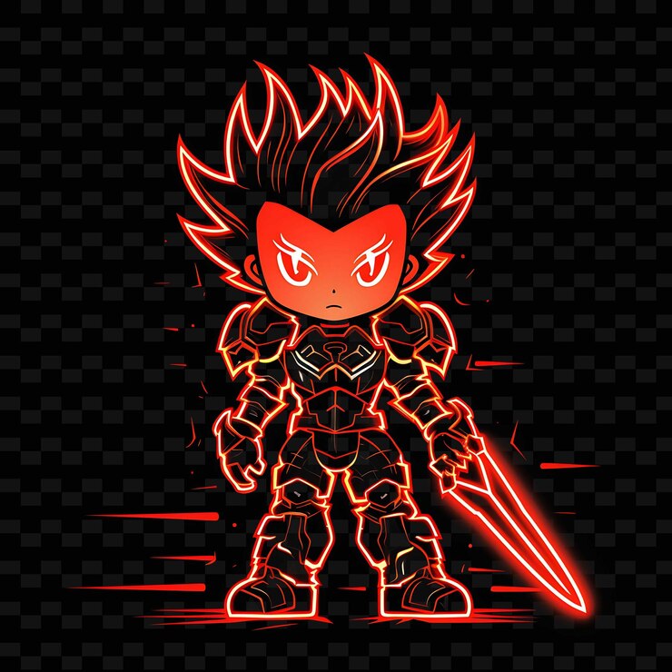 PSD png radiant rhythms desencadena la creatividad con personajes de anime adhesivos a través de líneas de neón
