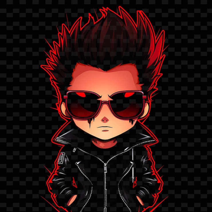 PSD png radiant rhythms desencadena la creatividad con personajes de anime adhesivos a través de líneas de neón