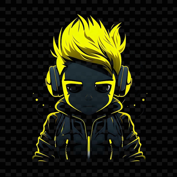 PSD png radiant rhythms desencadena la creatividad con personajes de anime adhesivos a través de líneas de neón