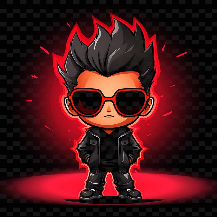 PSD png radiant rhythms desencadena la creatividad con personajes de anime adhesivos a través de líneas de neón