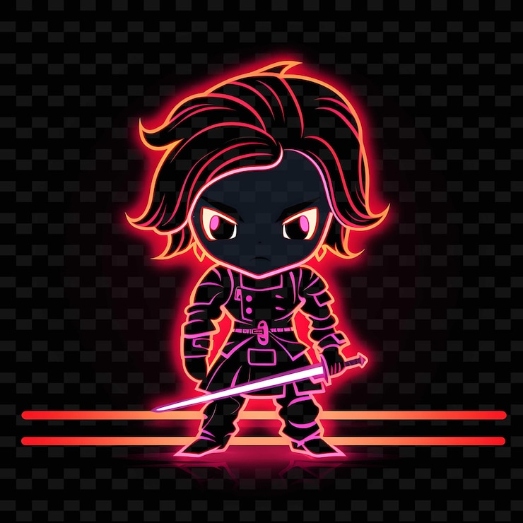 PSD png radiant rhythms desencadena la creatividad con personajes de anime adhesivos a través de líneas de neón