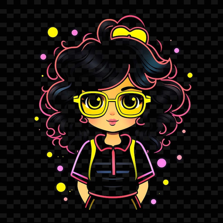 PSD png radiant rhythms desencadena la creatividad con personajes de anime adhesivos a través de líneas de neón