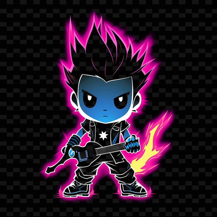 PSD png radiant rhythms desencadena la creatividad con personajes de anime adhesivos a través de líneas de neón
