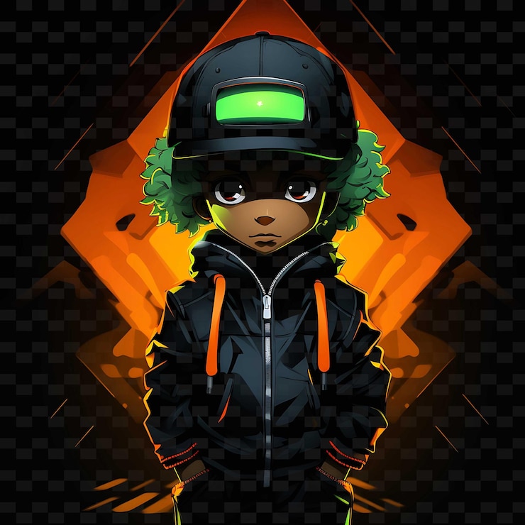 PSD png radiant rhythms desencadena la creatividad con personajes de anime adhesivos a través de líneas de neón