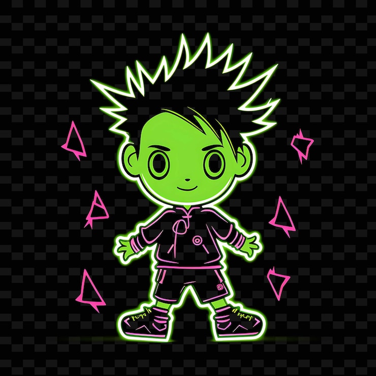 PSD png radiant rhythms desencadena la creatividad con personajes de anime adhesivos a través de líneas de neón