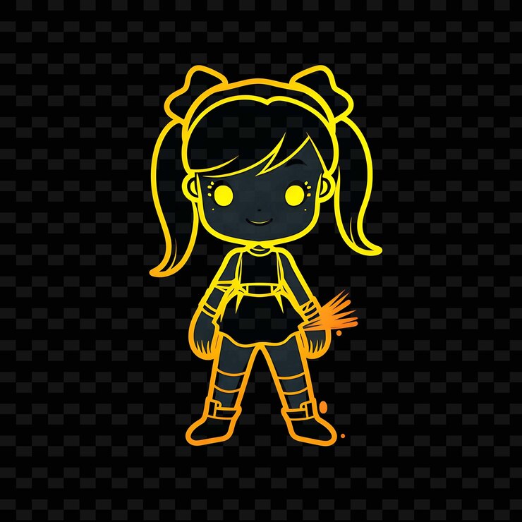 PSD png radiant rhythms desencadena la creatividad con personajes de anime adhesivos a través de líneas de neón
