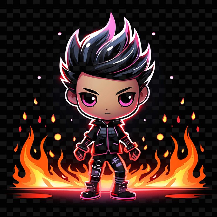 PSD png radiant rhythms desencadena la creatividad con personajes de anime adhesivos a través de líneas de neón