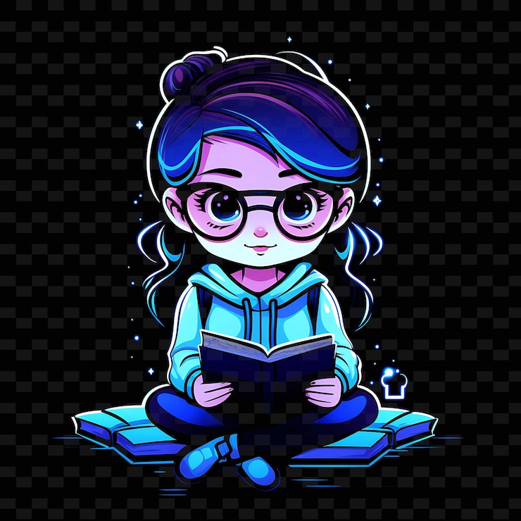 PSD png radiant rhythms desencadena la creatividad con personajes de anime adhesivos a través de líneas de neón