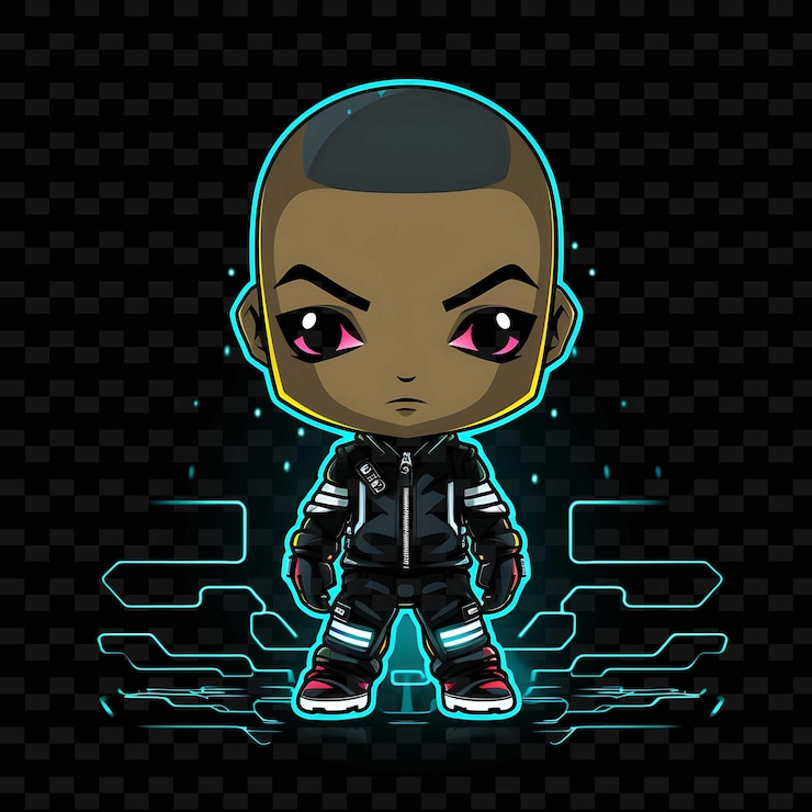 PSD png radiant rhythms desencadena la creatividad con personajes de anime adhesivos a través de líneas de neón