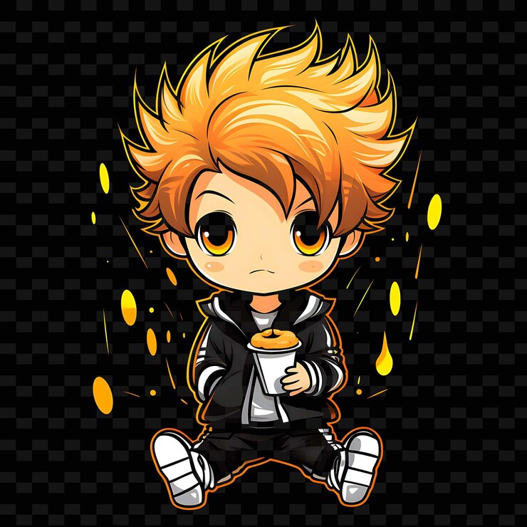 PSD png radiant rhythms desencadena la creatividad con personajes de anime adhesivos a través de líneas de neón