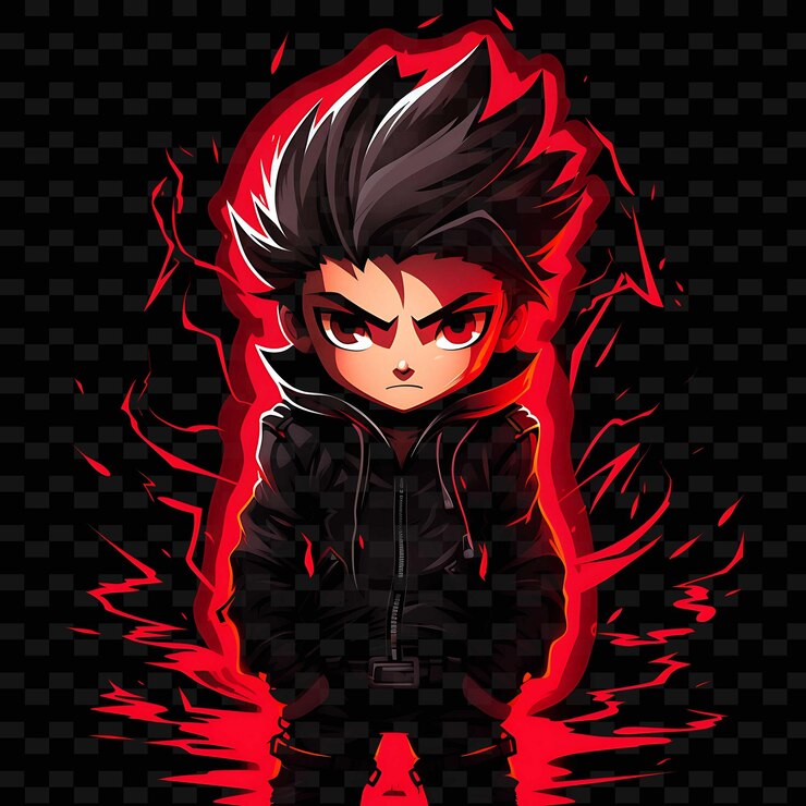 PSD png radiant rhythms desencadena la creatividad con personajes de anime adhesivos a través de líneas de neón