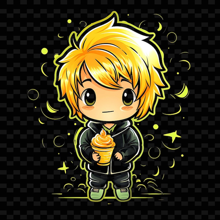 PSD png radiant rhythms desencadena la creatividad con personajes de anime adhesivos a través de líneas de neón