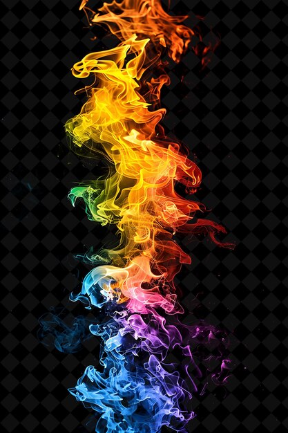 PSD png rainbow fire com todas as cores do espectro criando um efeito de textura de néon y2k collection