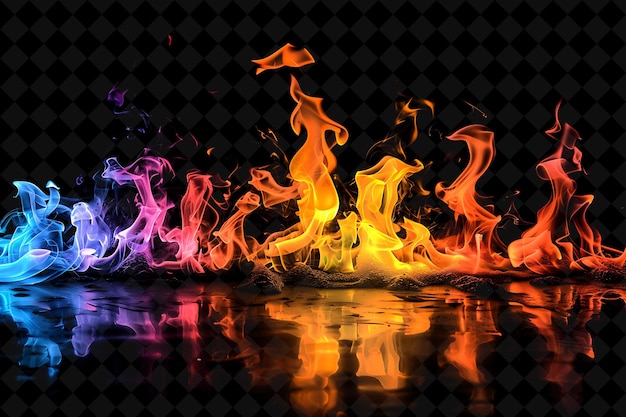 PSD png rainbow fire com todas as cores do espectro criando um efeito de textura de néon y2k collection