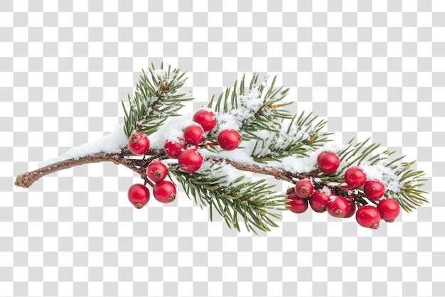PNG rama de árbol con bayas rojas naturaleza festiva nieve
