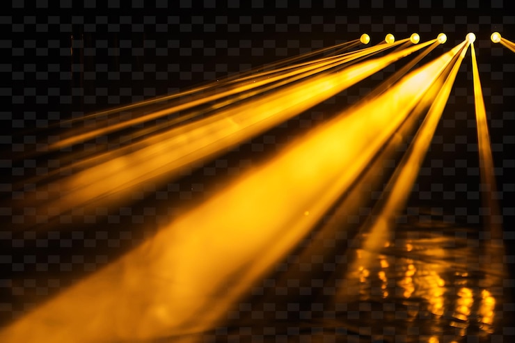 PSD png rayos de luz convergentes con luz enfocada y amarillo cálido col neon transparente colecciones y2k