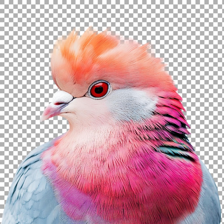 PSD png red checker homing pigeon against transparent background