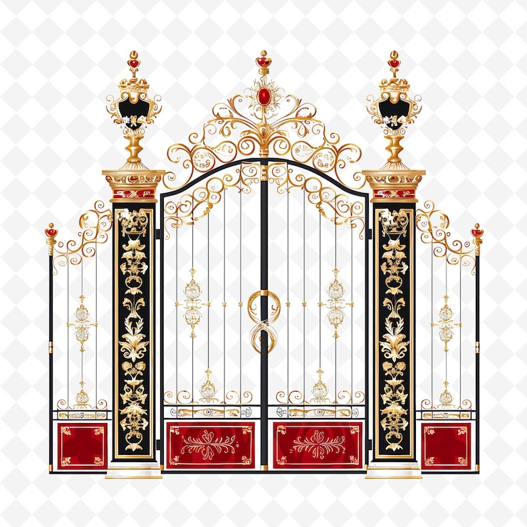 PSD png regal gate con decoraciones de bodas reales la puerta es embell diseños de arte abstracto creativo