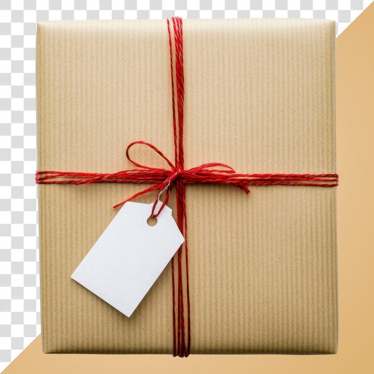 PSD png regalo envuelto con cuerda roja
